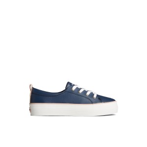 Sperry Crest Vibe Leather Platform Sneaker Sneakers Damen Navy | 45HDTYNEB