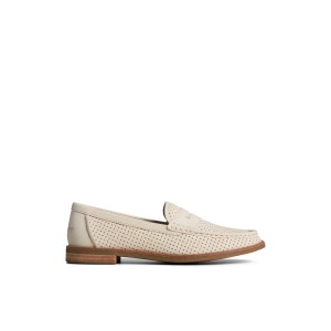 Sperry Seaport Perforated Penny Loafer Halbschuhe Damen Beige | 21JTHFBOW