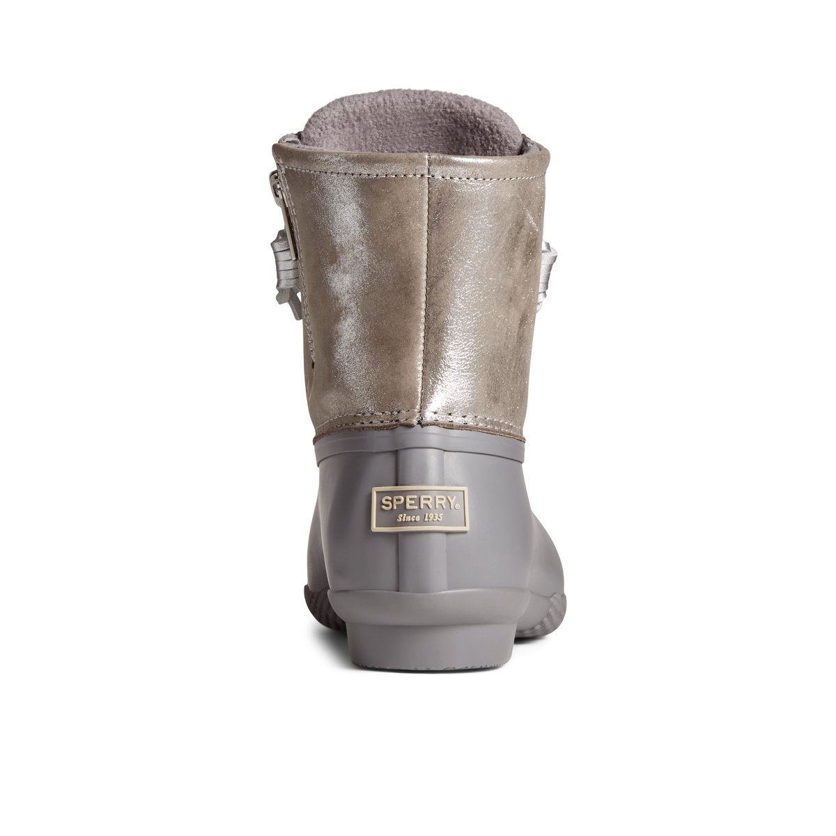 Sperry Saltwater Metallic Leather Duck Boot Stiefel Damen Silber | 09UFLSBPR