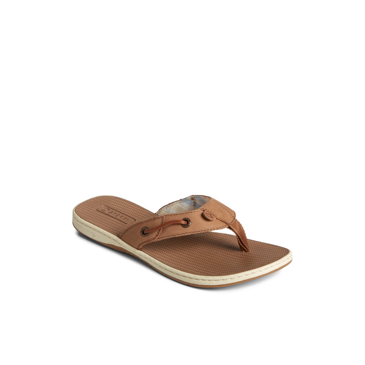 Sperry Seafish Leather Flip Flop Sandalen Damen Dunkelbeige | 68PCROBJK