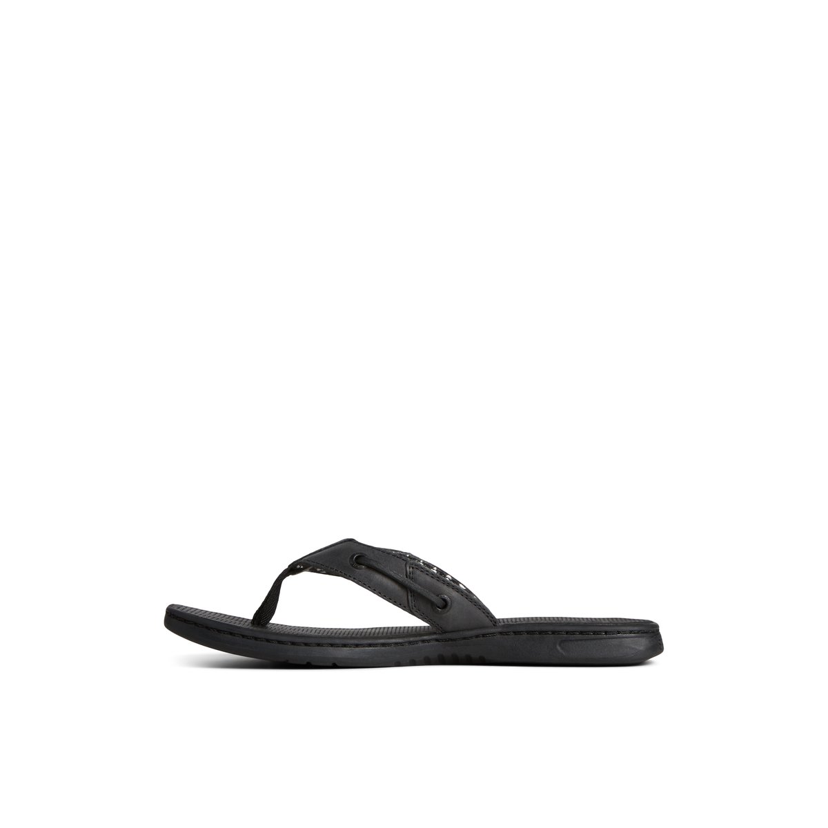 Sperry Seafish Leather Flip Flop Sandalen Damen Schwarz | 34XGYZWPC