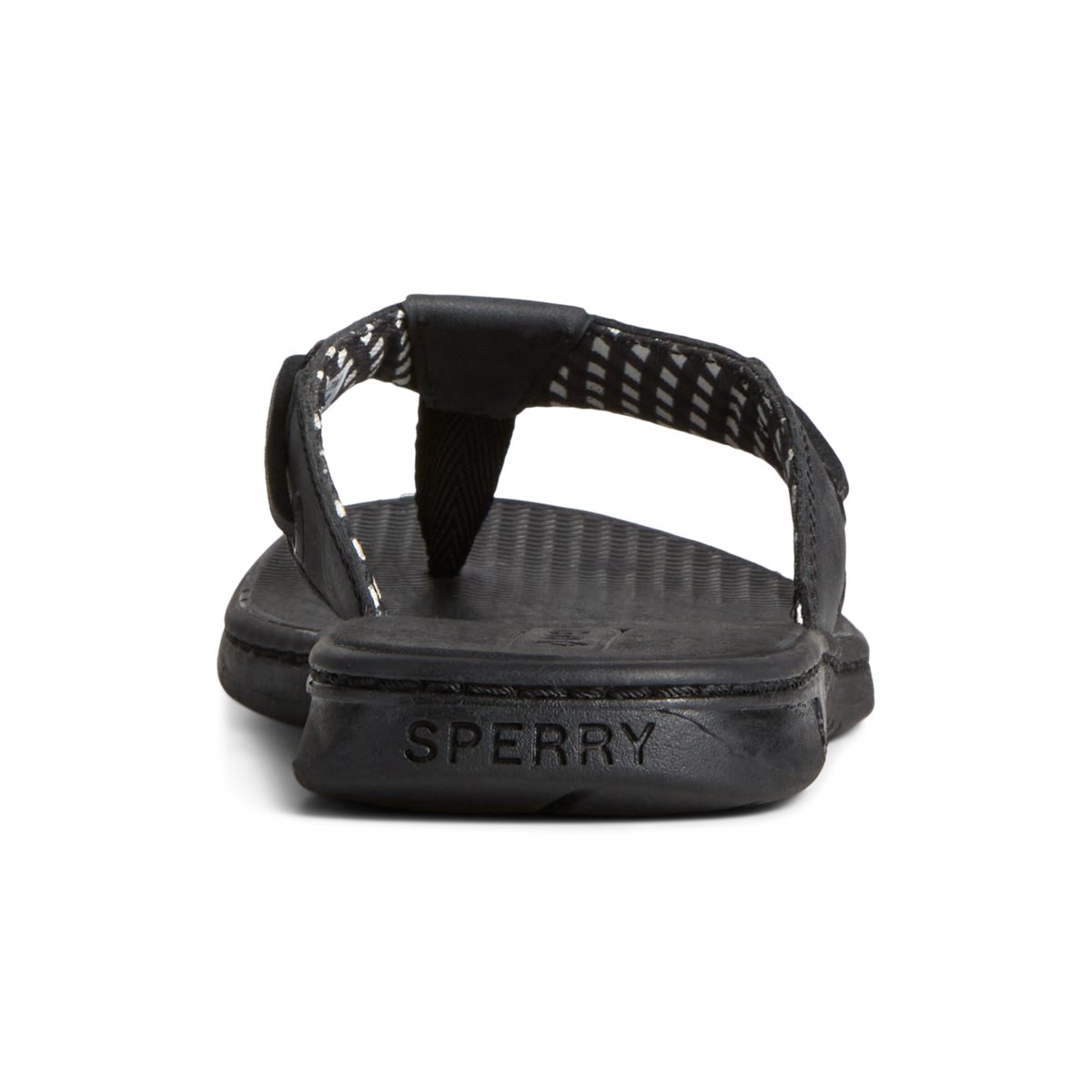 Sperry Seafish Leather Flip Flop Sandalen Damen Schwarz | 34XGYZWPC