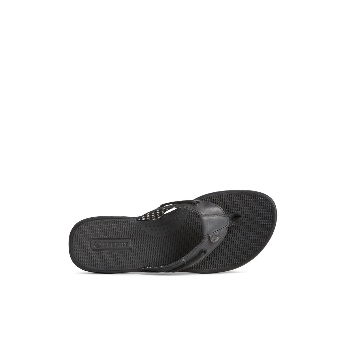 Sperry Seafish Leather Flip Flop Sandalen Damen Schwarz | 34XGYZWPC