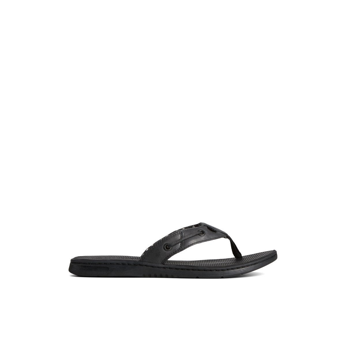 Sperry Seafish Leather Flip Flop Sandalen Damen Schwarz | 34XGYZWPC